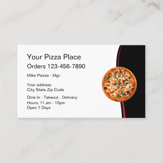 Italienische Restaurant-Pizza Visitenkarte (Vorderseite)