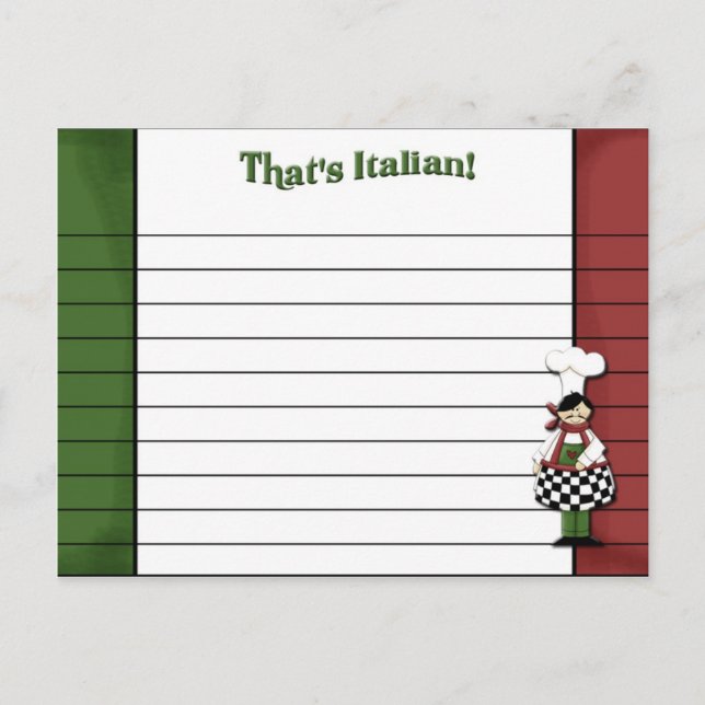 Italienische Rezept-Karte Postkarte (Vorderseite)