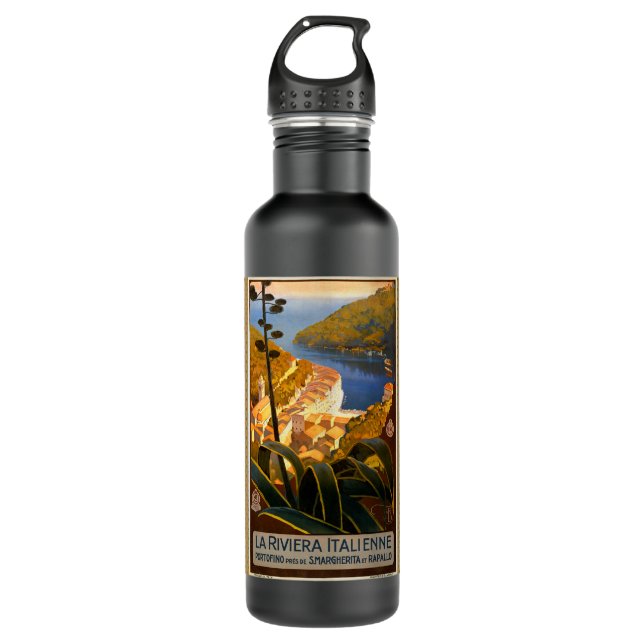 Italienische Riviera Europa Italien Reiseplakat Trinkflasche (Vorderseite)