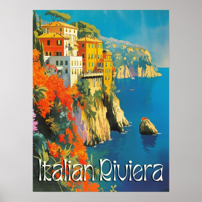 Italienische Riviera Retro Travel Poster (Vorne)