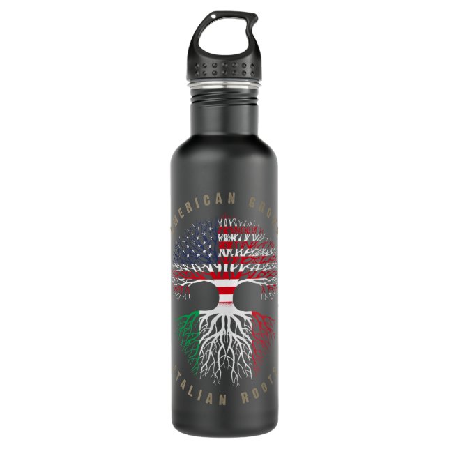 Italienische Roots-Flagge Edelstahlflasche (Vorderseite)