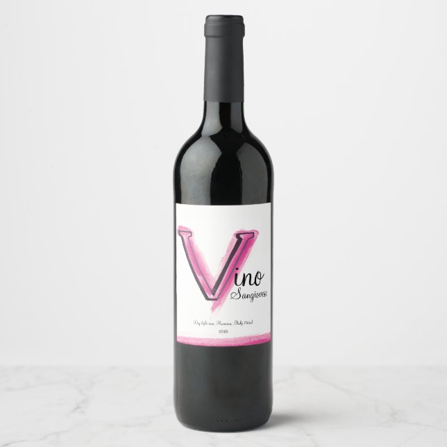 Italienische Rose Rosa Wein V Briefmarke Weinetikett (Vorderseite)