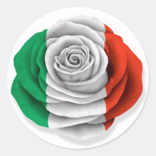 Italienische Rose - Weißflagge Runder Aufkleber