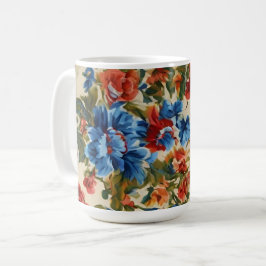 Italienische Rot- und Blautönen mit üppigen Blätte Kaffeetasse
