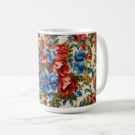 Italienische Rot- und Blautönen mit üppigen Blätte Kaffeetasse