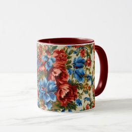 Italienische Rot- und Blautönen mit üppigen Blätte Tasse