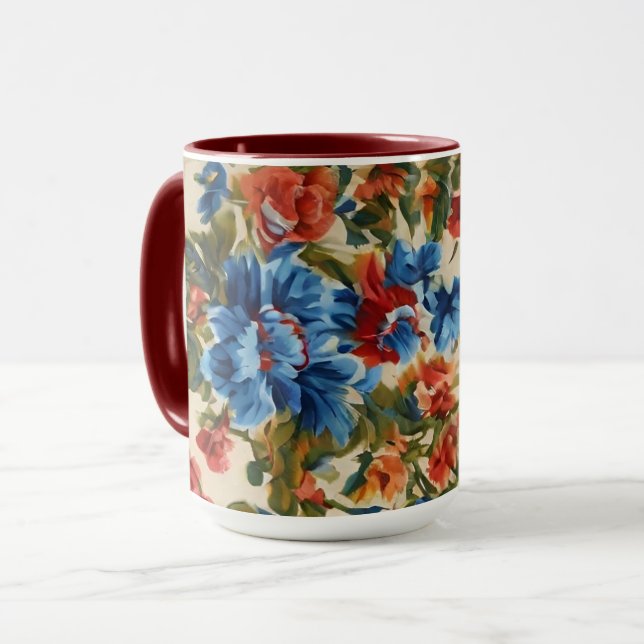 Italienische Rot- und Blautönen mit üppigen Blätte Tasse (Vorderseite Links)