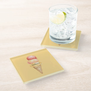 Italienische rote gelbe Gelato-Eiscreme-Waffel Glasuntersetzer
