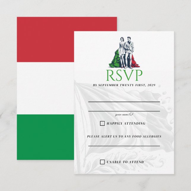 Italienische RSVP-Karte RSVP Karte (Vorne/Hinten)