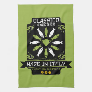 Italienische Sardinen-Kunstposter Küchengeschenk Geschirrtuch