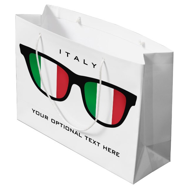 Italienische Schattensack für Sondertext und Farbg Große Geschenktüte (Rückseite Schrägansicht)