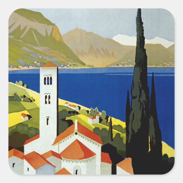 italienische Seen Quadratischer Aufkleber (Vorderseite)