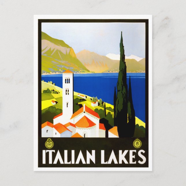 Italienische Seen Vintage Reise Postkarte (Vorderseite)