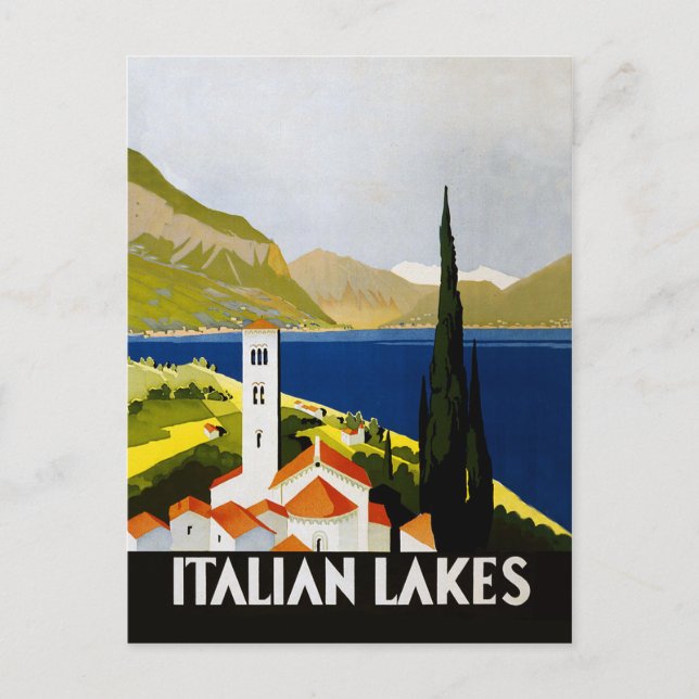 Italienische Seen Vintage Reisen Italien Postkarte (Vorderseite)