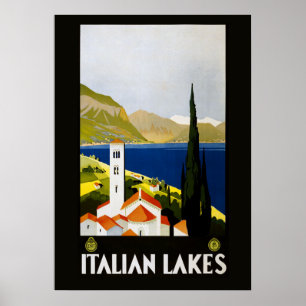 Italienische Seen Vintage-Reiseposter Poster