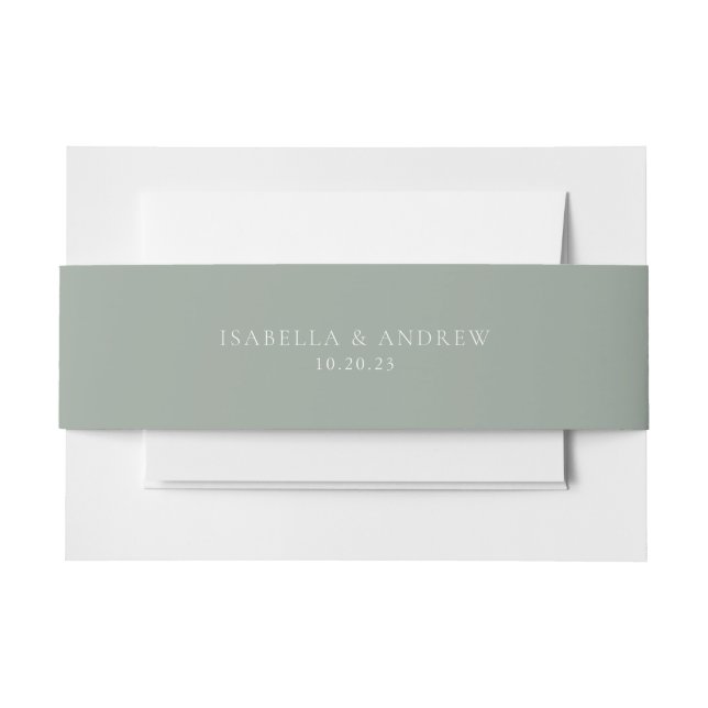 Italienische Solid Sage Green Wedding Einladungsbanderole (Vorderseite Beispiel)