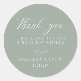 Italienische Solid Sage Green Wedding Runder Aufkleber