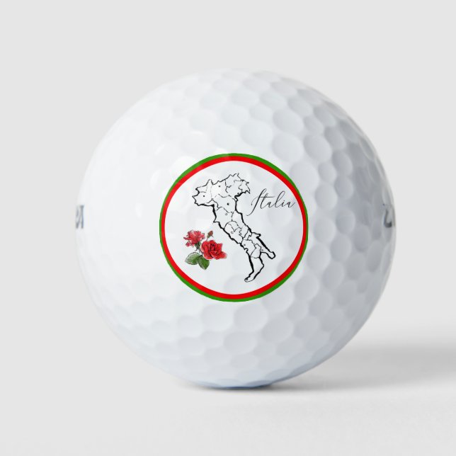 *~* Italienische Sprache Italia Italien Karte Rose Golfball (Vorderseite)
