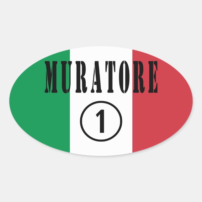 Italienische Stonemasons: Muratore Numero Uno Ovaler Aufkleber (Vorderseite)