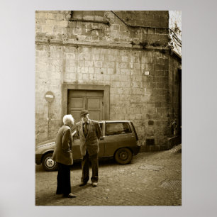Italienische Straßenszene im Sepia-Poster-Druck Poster