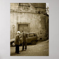 Italienische Straßenszene in sepia-Plakatdruck