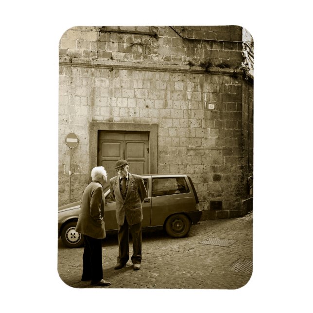Italienische Straßenszene in sepia-rechteckigem Ma Magnet (Vertikal)