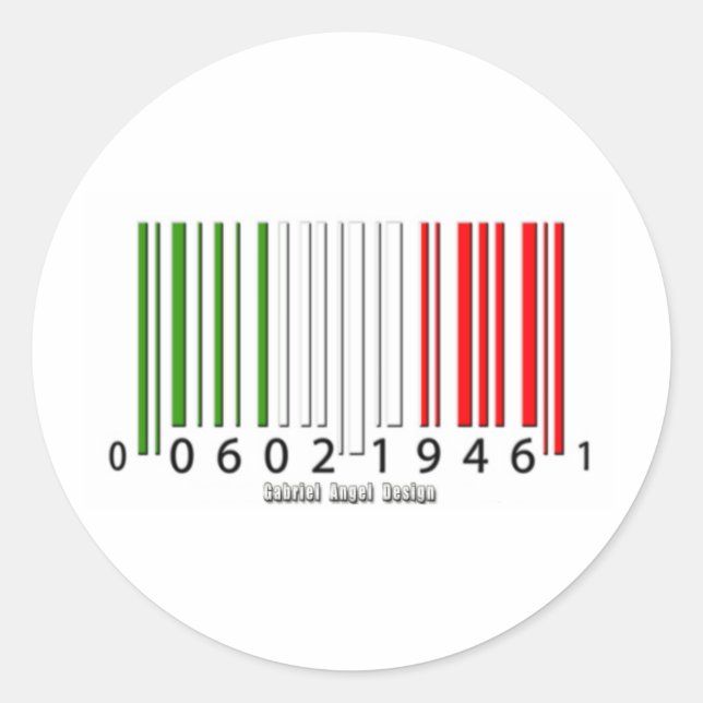 Italienische Strichcodeflagge Runder Aufkleber (Vorderseite)