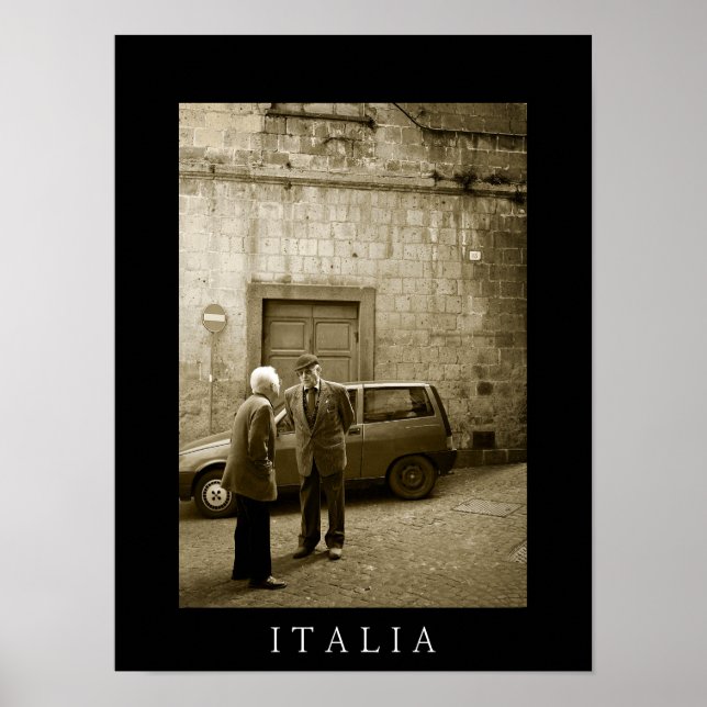 Italienische Szene sepia und schwarzes Poster druc (Vorne)