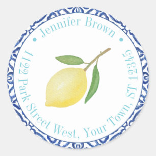 Italienische Theme Summer Wedding Lemons Rücksende Runder Aufkleber