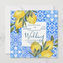 Italienische Tile Wasserfarbe mit Lemon Wedding Einladung