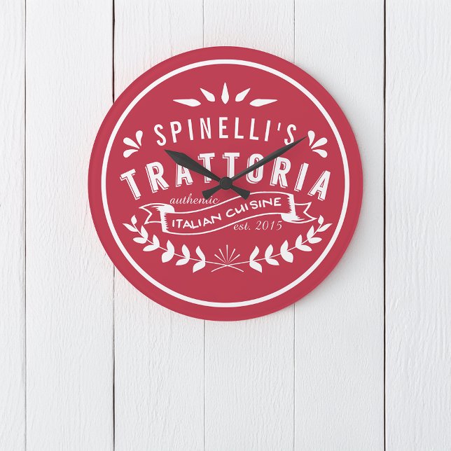 Italienische Trattoria Logo für Ihr Restaurant Große Wanduhr (Von Creator hochgeladen)
