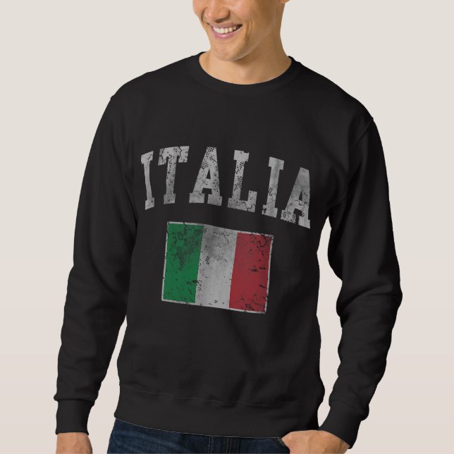 Italienische Vintage Flagge Italien Italiano Sweatshirt (Vorderseite)