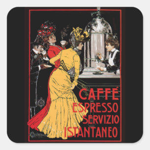 Italienische Vintage-Werbung für Espresso Quadratischer Aufkleber