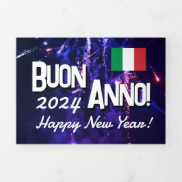 Italienische Weihnachtskarte mit Kalender 2024 Dreifach-gefaltete Programmkarte