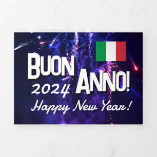 Italienische Weihnachtskarte mit Kalender 2024 Dreifach-gefaltete Programmkarte