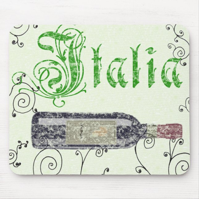 Italienische Wein-Flasche Vintages Mousepad (Vorne)
