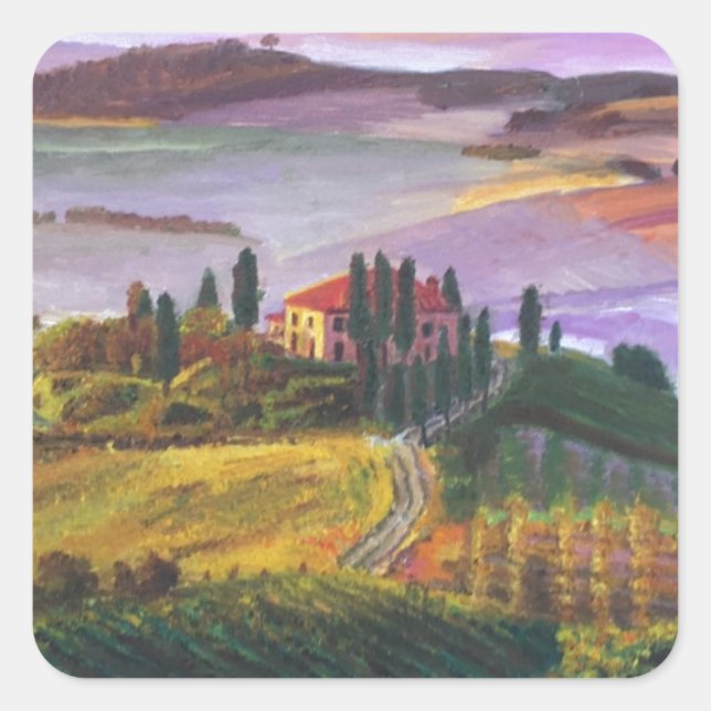 Italienische Weinberge Quadratischer Aufkleber (Vorderseite)