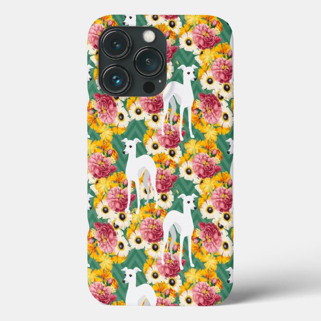Italienische Windhunde oder Windhunde mit Blume Case-Mate iPhone Hülle (Rückseite)