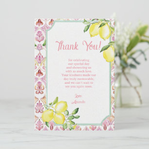 Italienische Zitrone Dankeskarten Rosa Gelb Dankeskarte