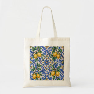 Italienische Zitronen-Azulejo-Fliese Tragetasche
