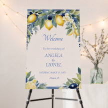 Italienische Zitronen Blaue Blumen Hochzeit