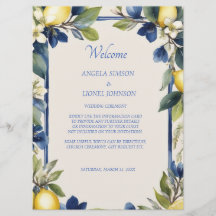 Italienische Zitronen Blaue Blumen Hochzeit