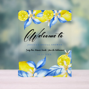 Italienische Zitronen-Blumen-Hochzeitsdusche-Einla Acrylschild