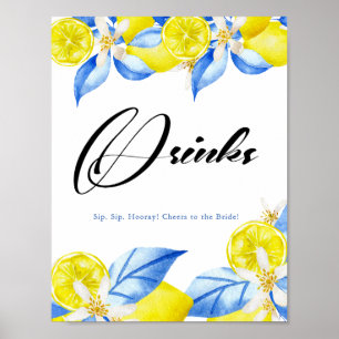Italienische Zitronen-Blumen-Hochzeitstagsgeschenk Poster
