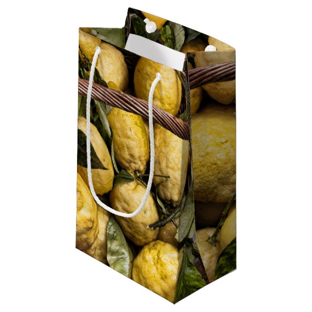 Italienische Zitronen in einem Korb Kleine Geschenktüte (Vorderseite Schrägansicht)