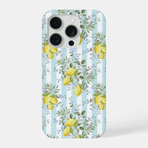 Italienische Zitronenblüten-Blumenstreifen-Mittelm iPhone 15 Pro Hülle