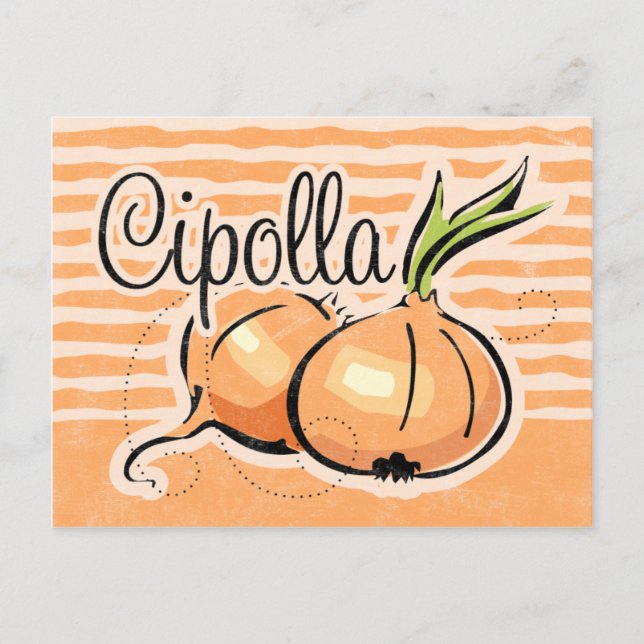 Italienische Zwiebelrezeptkarte Postkarte (Vorderseite)