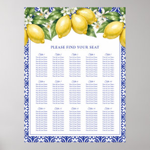 Italienischer Amalfi-Zitronen-Hochzeitssitzplan Poster