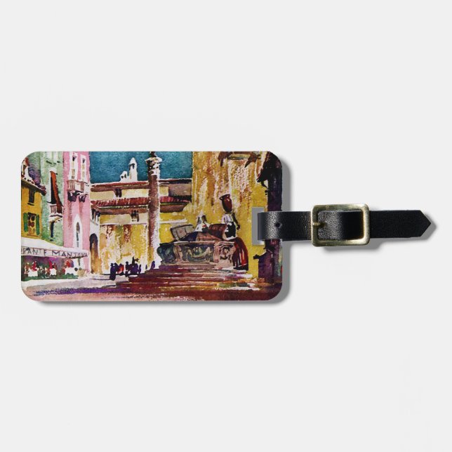 Italienischer Aquarell-Marktplatz Gepäckanhänger (Vorderseite horizontal)