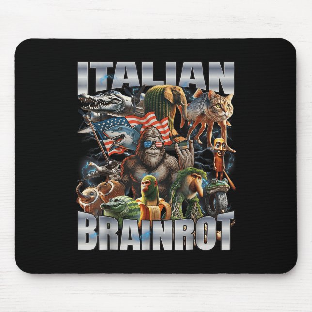 Italienischer Brainrot großer Meme 4. Juli-Flagge  Mousepad (Vorne)